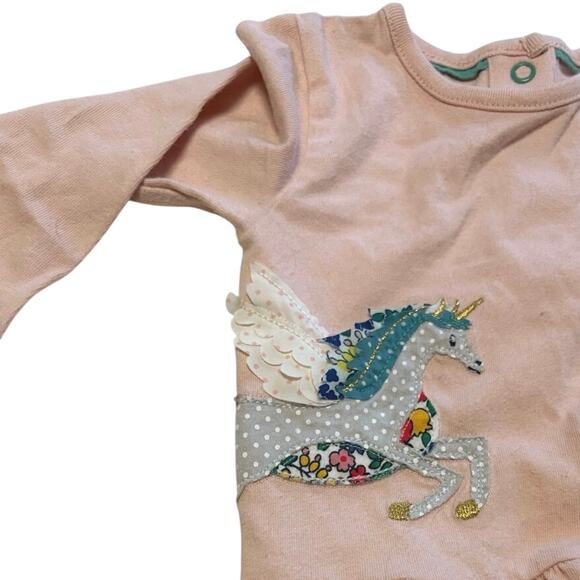 Baby Boden Unicorn appliqué ruffle hem long sleeve 3-6 months - Picture 3 of 4